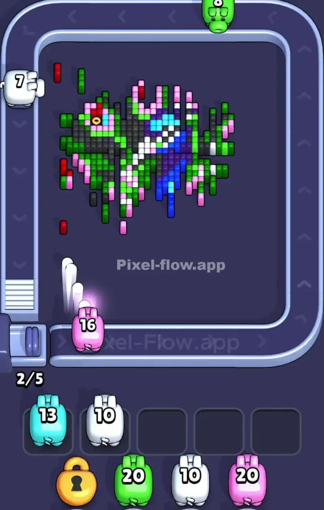 Pixel Flow Peacock Level Solution 3