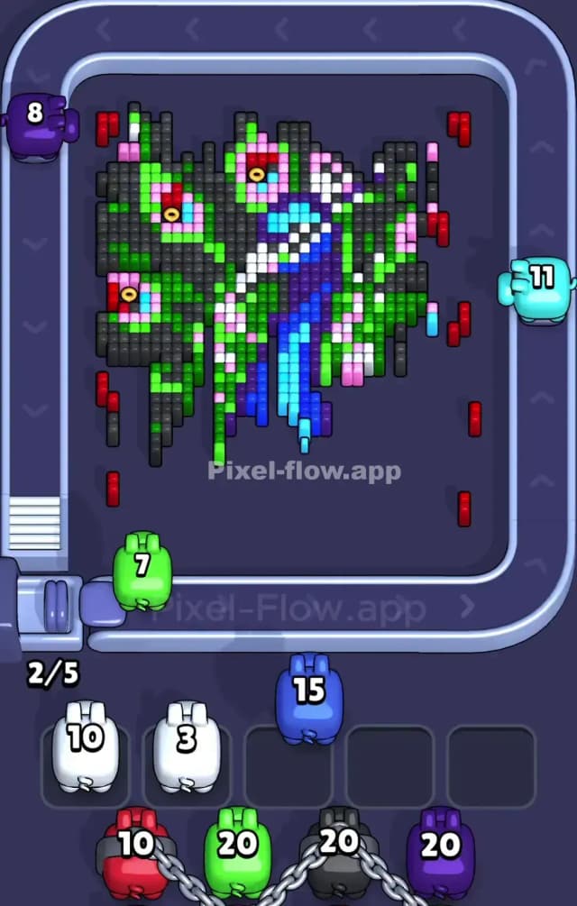 Pixel Flow Peacock Level Solution 2