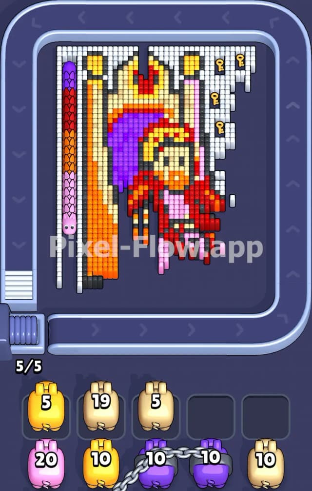 Pixel Flow King sits on the throne Level Solution 1