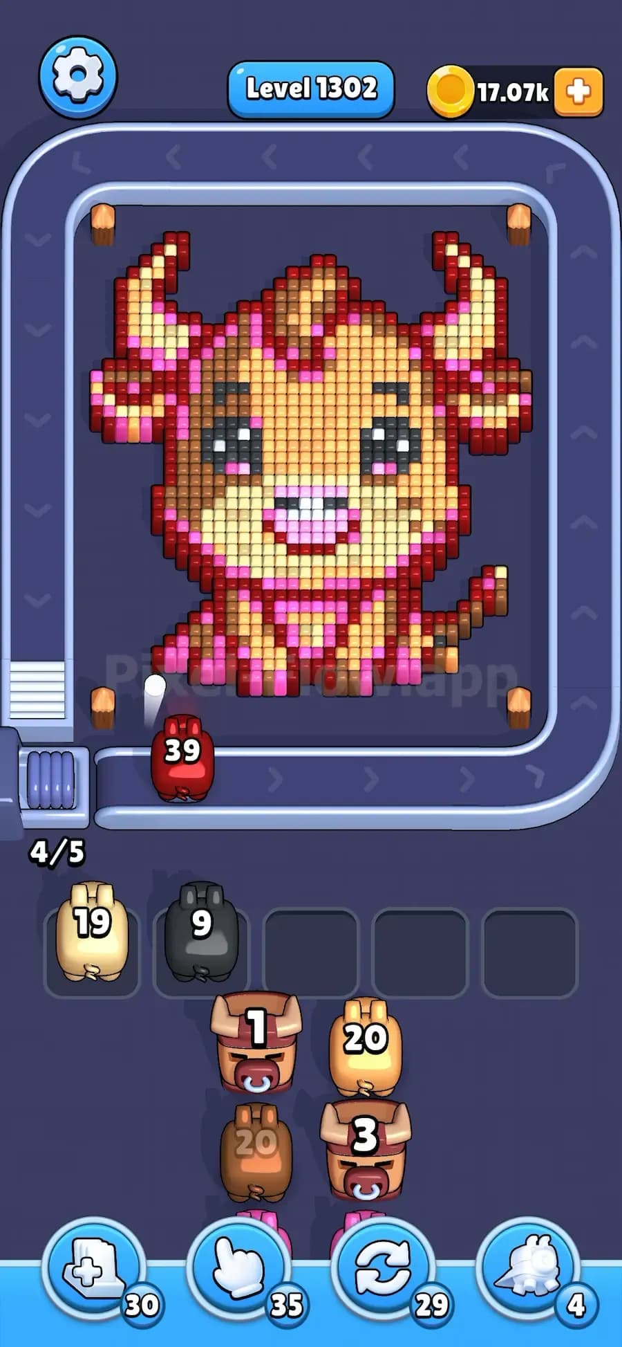 Bull Totem in Pixel Flow