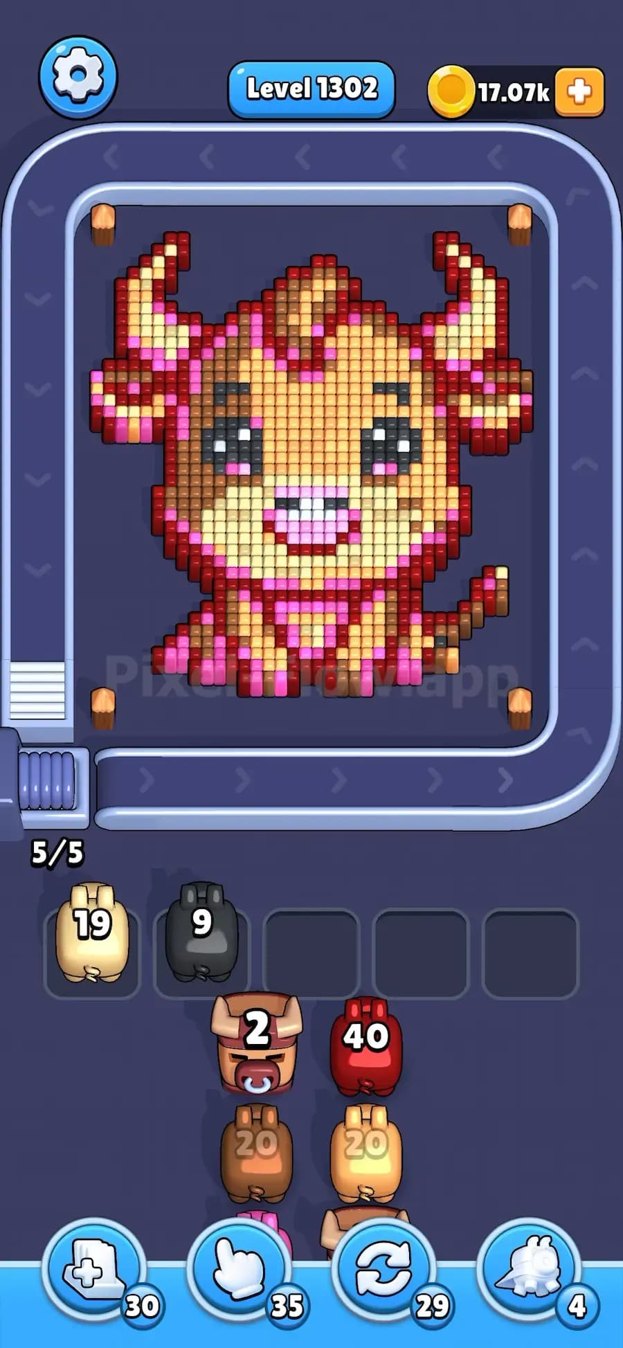Bull Totem in Pixel Flow