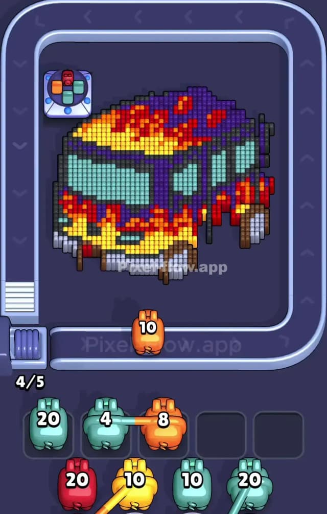 Pixel Flow Van with Flames Level Solution 1