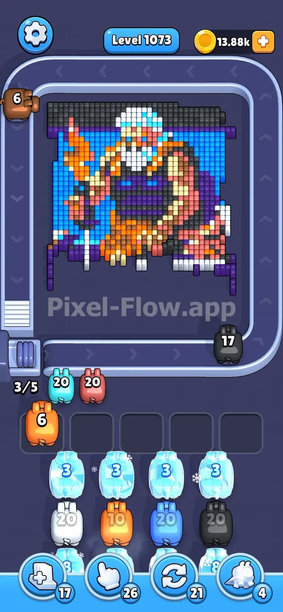Frozen Pig in Pixel Flow