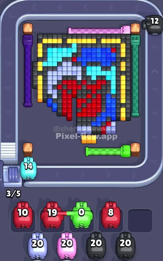 Pixel Flow Level 744 Solution 1