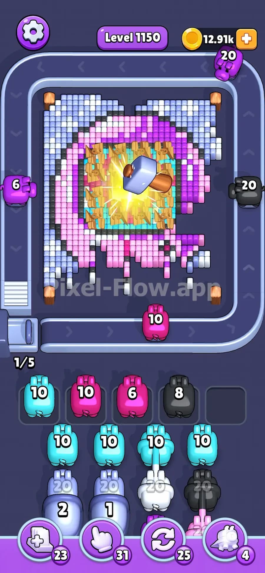 Woods and Hammers in Pixel Flow