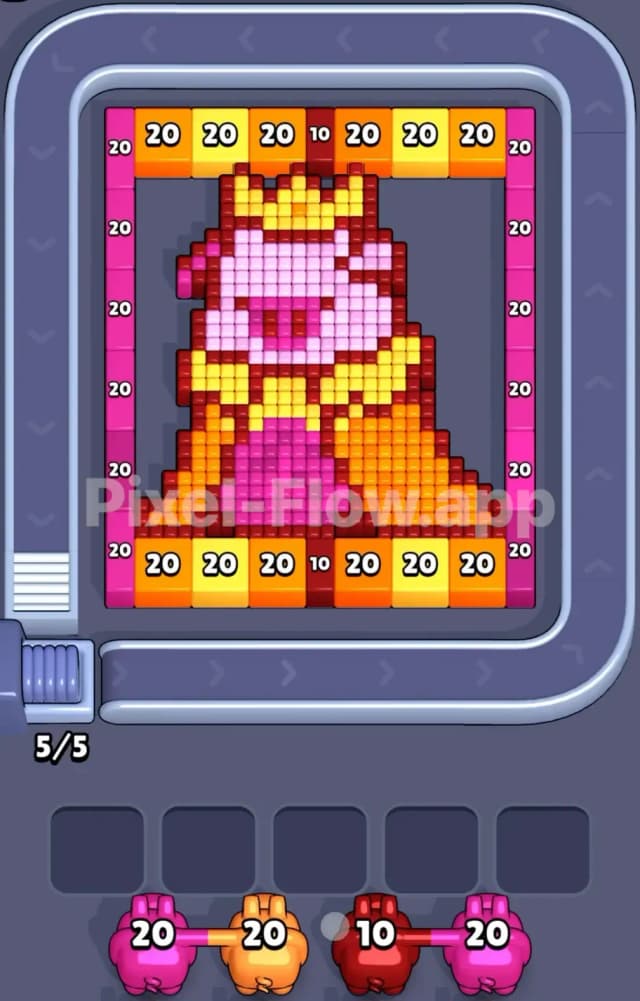 Pixel Flow Pig with Crown Level Gameplay