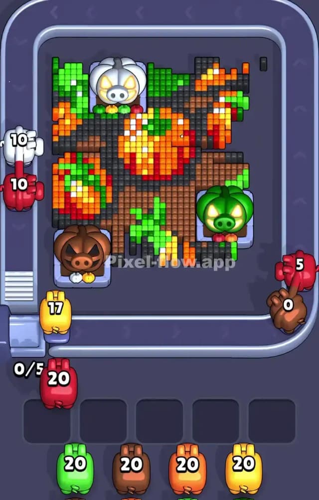 Pixel Flow Pumpkin Level Solution 1